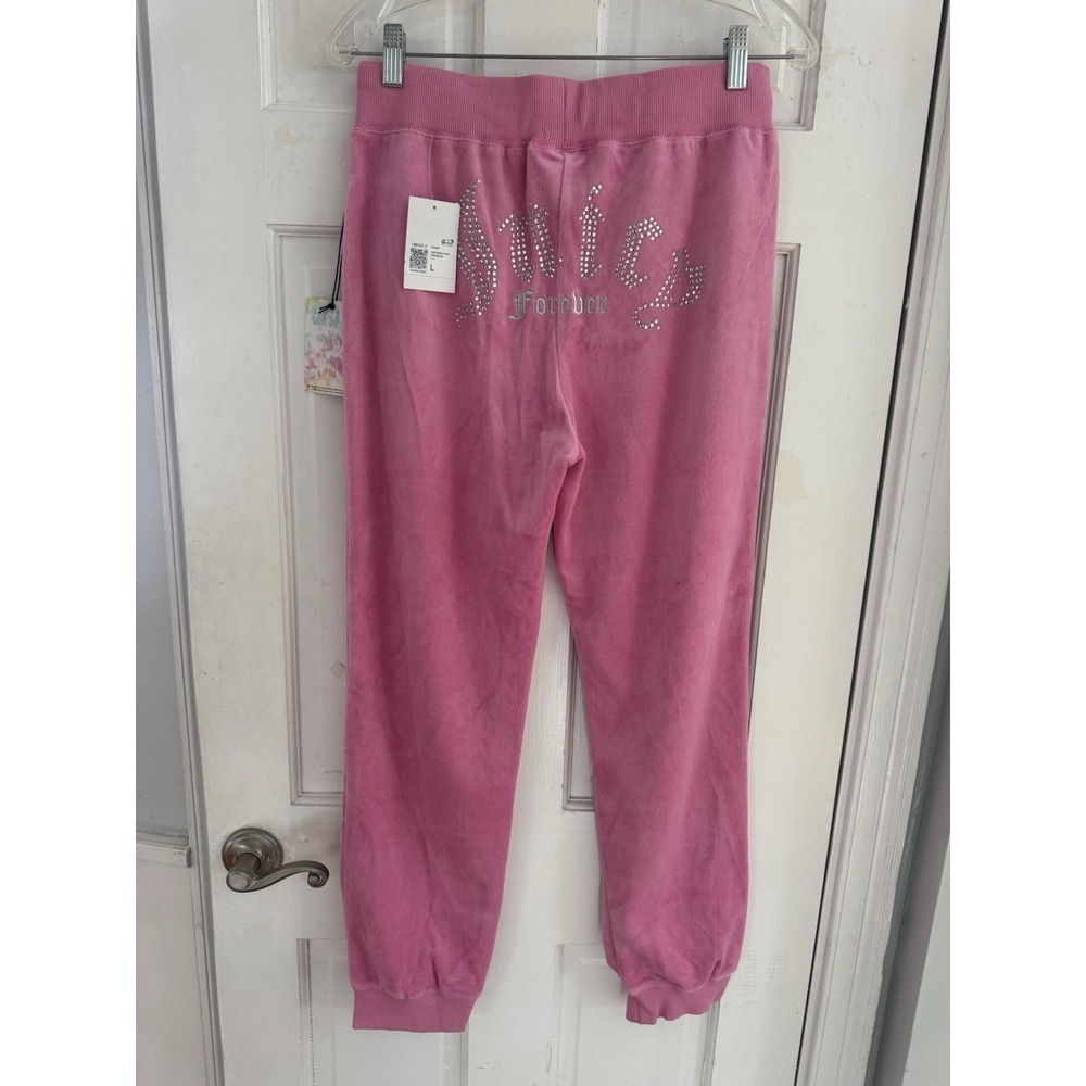 Juicy Couture Forever 21 Pink Lounge Set Cropped Sweatshirt Joggers Sz L Y2K - Picture 5 of 9